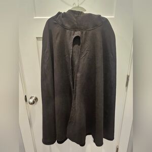 Clothink Black Hooded Cape Cloak Women’s Large Fleece Cosplay Gothic Halloween C